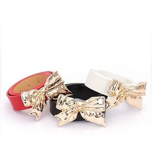 Gold Bow Buckle Statement Belt